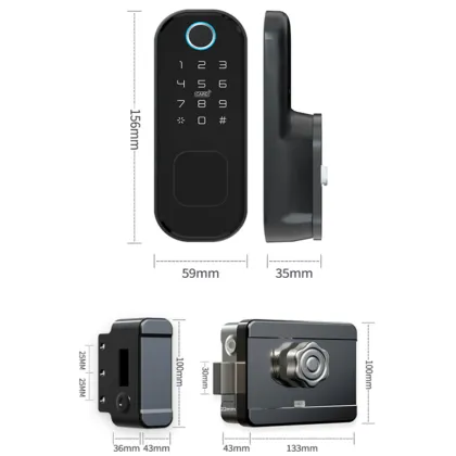 Waterproof Digital Password Gate Rim Latch Lock with WiFi Smart Home TTlock App Control Metal Door Lock
