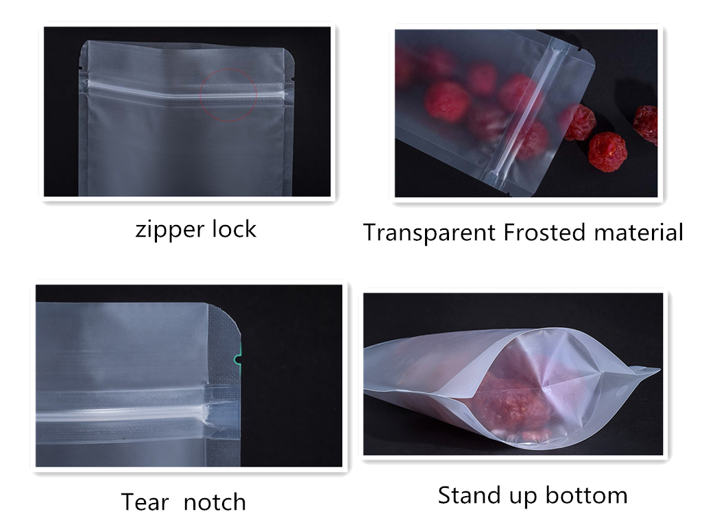 Custom zip lock plastic flat bottom clear Bag