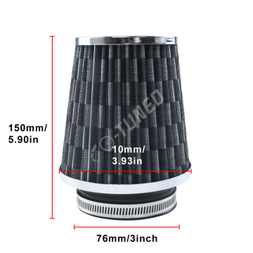 High Flow Universal 76mm Air Filter: Reusable Cotton Cone Air Filtration for Sports Cars