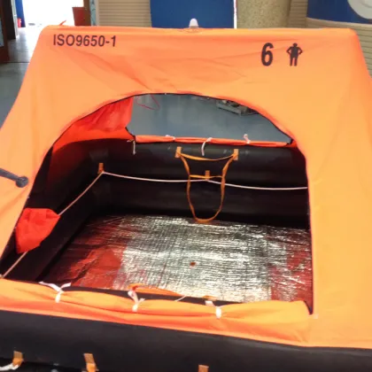 Throw-overboard inflatable life raft