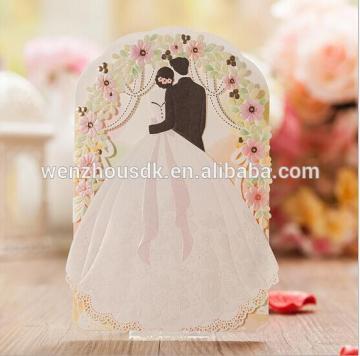 Wedding invitation card with pearl and lace with competitive price