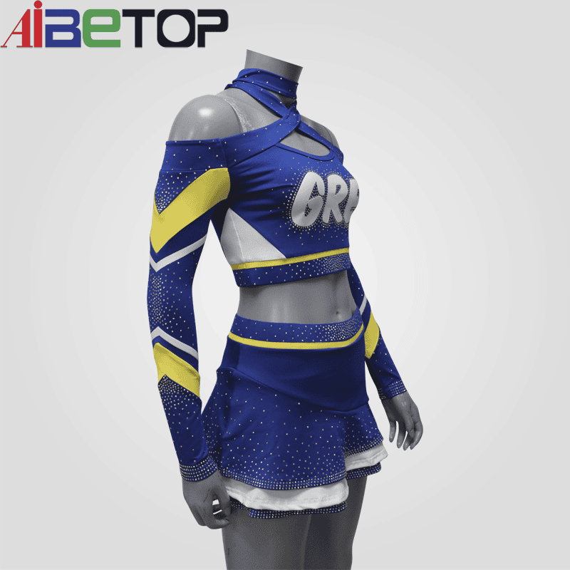Blue all star cheerleading uniform 2piece cheerleader uniform4