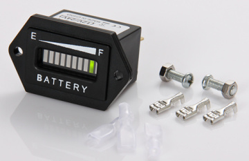 48 Volt Battery Indicator with Hour Meter Gauge Tri-Color