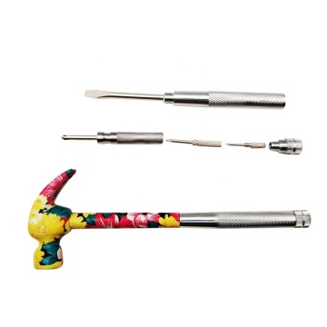 5-σε-1 Floral Printed Mini Claw Hammer με κατσαβίδι-όλα τα μεταλλικά φανταχτερά σχέδια για τις κυρίες