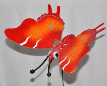 12" Red Butterfly Garden Plant Stakes
