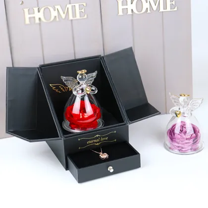 Wholesale Valentine's Day Gift: Real Red Square Austin Preserved Roses with Jewelry Box