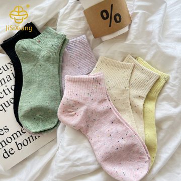 버전 단색 닷 원사 짧은 튜브 양말