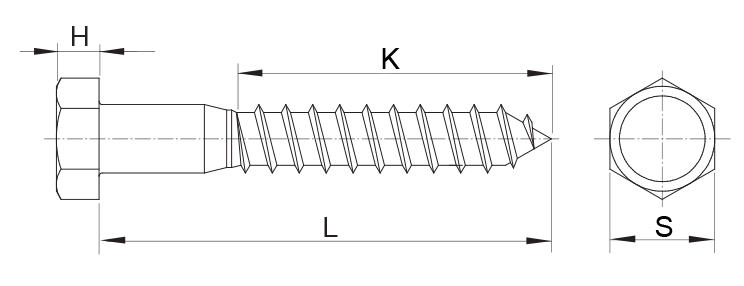 Drawing Hex Lag Screw