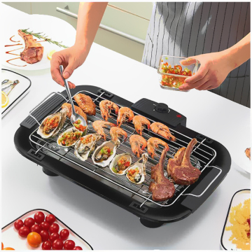 Thermostat Height Indoor Desktop Electric Grill Smokeless Design with Griddle Features