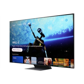 65-75 inci 4K QLED TV pintar dengan paparan LED mini 144Hz, OS Android OS, USB &amp; WiFi, reka bentuk kabinet mudah alih, ditingkatkan kepada resolusi 8K - Hitam