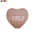 2018 Heart Shape Wood Led Alarm Table Clock