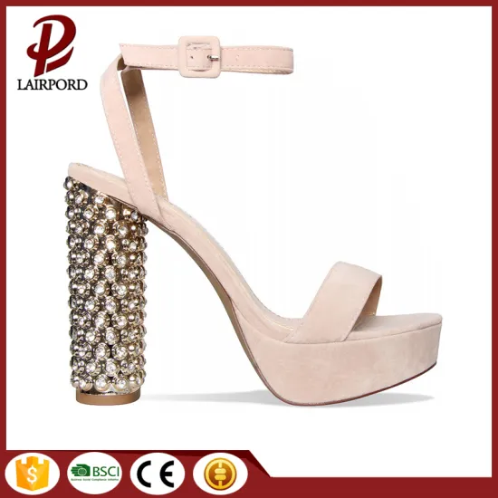 rhinestone high heel faux suede summer sandals