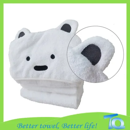 Bamboo Fiber Baby Hooded Towel With Embroideried