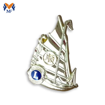 Custom Sailboat Lion Pin Badge With Gold Plating