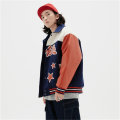 American Retro Stitching Contrast Lapel Baseball Jacket