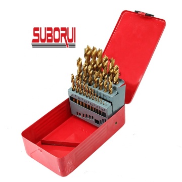 Titanium Coated Wood Drill Bit Set - 25PCS 1-13MM in Indexed Steel Box