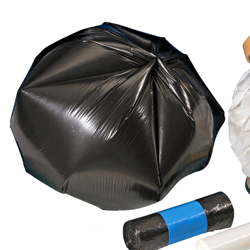 Wholesale Custom HDPE Black Star Sealed Garbage Bag Black in Roll