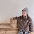 Children Bear Embroidery Cute Lambswool Padded Jacket