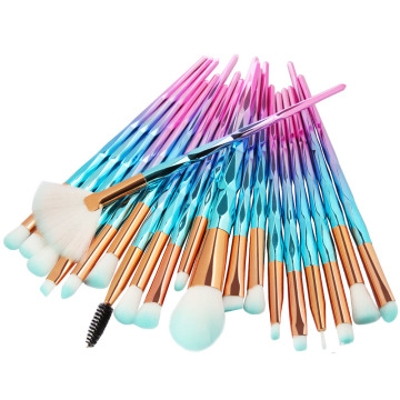 ชุดแปรงแต่งหน้าเพชร - 20pcs สำหรับผง, รองพื้น, บลัชออนและเครื่องสำอาง