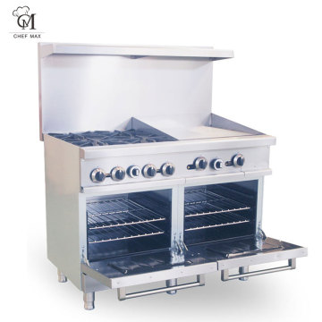 Commercial Gas Range Stove: 4-6 Burner Cooker with Oven, Grill, and Griddle - Free Standing Gas Stove