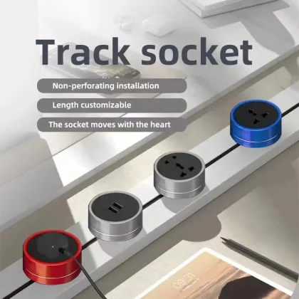 100CM DIN Rail Socket with 32A Switch: Movable Concealed Surface Power Track Socket