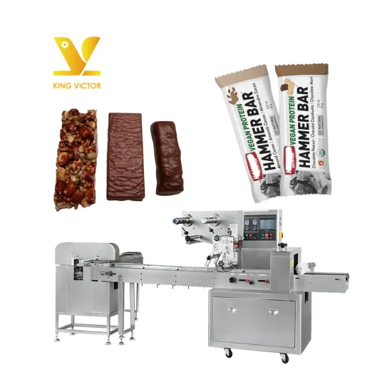 High Speed Pillow Type Flow Pack Machine for Cookies, Bread, Chocolate, and Energy Bars