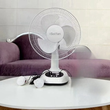 ISolfan Solar Powered Table Fan with Built-in Light and Battery for Home and Camping