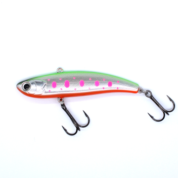 90mm 29g VMC 후크를 사용한 스톡 싱킹 vib 미끼 - 형광 UV 빛나는 얼음 낚시 미끼