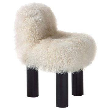 Chaise botolo en laine à la crème moderne minimaliste avec des jambes en bois