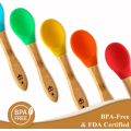 BPA Free Silicone Bamboo Baby Weaning Feating Spoons