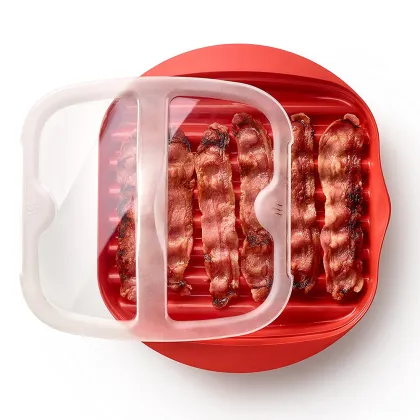 Custom Food Grade PP Material Bacon Microwave Cooker with Lid