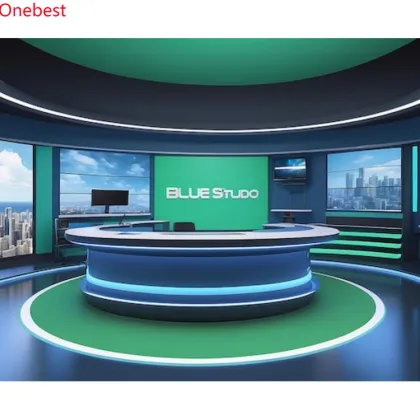 LED Futuristic News Studio Desk Furniture