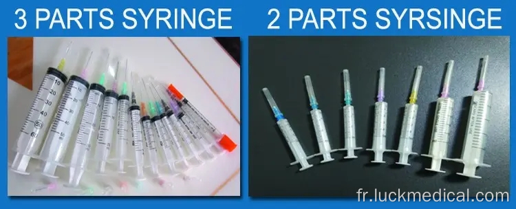 Stéringe jetable en 3 parties avec aiguille