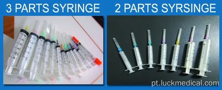 Seringa descartável de 3 partes com agulha