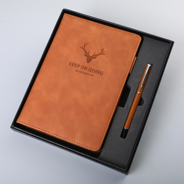 Custom Logo A5 PU Leather Diary Journal Planner Gift Set with Pen