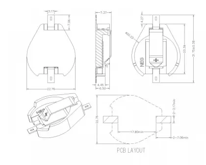 BT-M-G0-R-093 20mm BATTERY HOLDER SMT