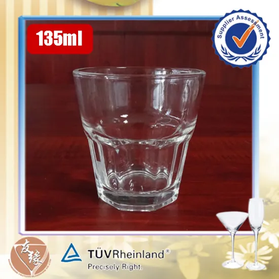 Cheap machine made 135ml small food grade drinkware liquor drinking glass cups
