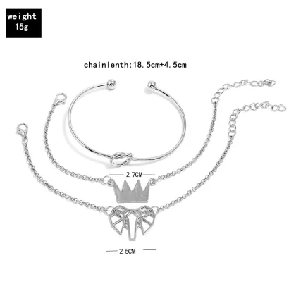 Fashion Elephant Bracelet Crown Bracelet Knot Bracelet Set