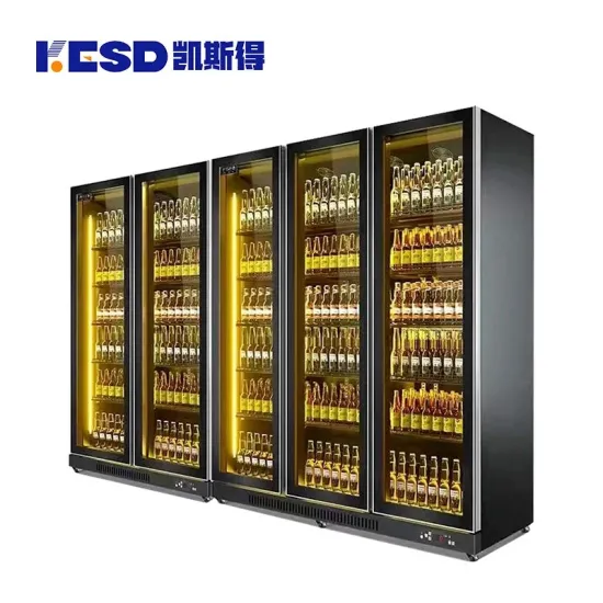Display Refrigerator Fan Cooling System Vertical Cooler Double Glass Door Display Fridge