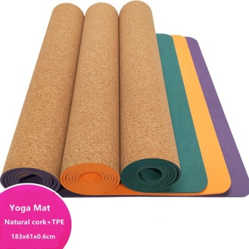 Wholesale Eco-Friendly Non-Slip Yoga Mat: 6mm Thick Double Layer Organic Natural Cork & TPE Material