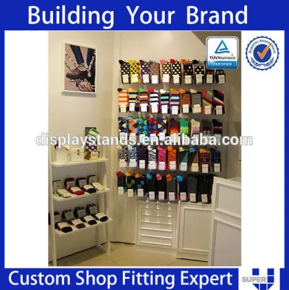 socks branded customized wooden showcase footwear store
