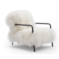 Hot Sale Ins Style Long Fluff White Single Sofa Foshan Furniture Living Room Single Chair For Villa