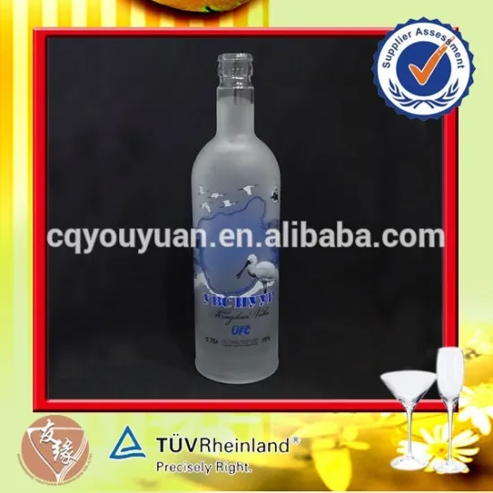 wholesale frosted 750ml fancy glass liquor bottle
1,  vodka glass bottle 
10, scew port round spirits glass bottle 750ml