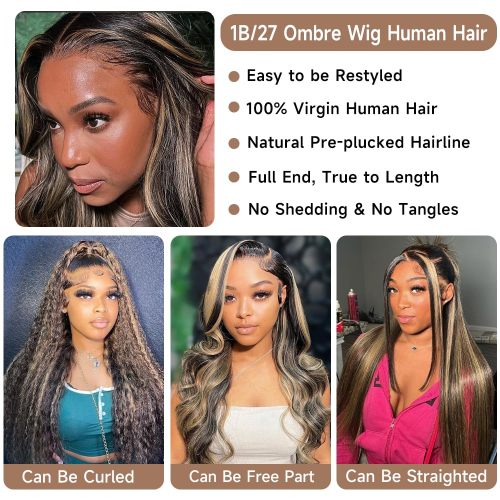 1B/27 Highlight 13x4 Lace Front Wig Human Hair