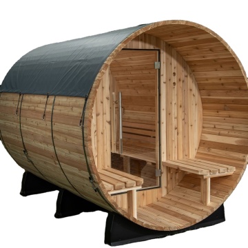 Family Wooden Barrel Sauna for 4-6 People with Wood Burning Stove