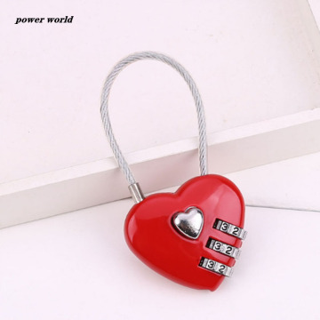 Zinc alloy wire rope password lock mini Love Heart Shape password padlock travel luggage package password lock