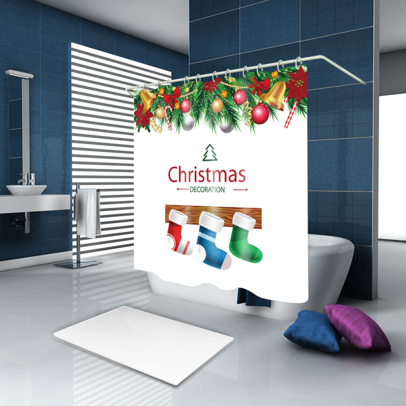 Plastic ring hookless shower curtain for hotel with curtain liner
