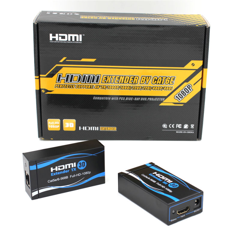 60m by Single Cat5e/CAT6 60m HDMI Extender (3D, 1080P, 60M)