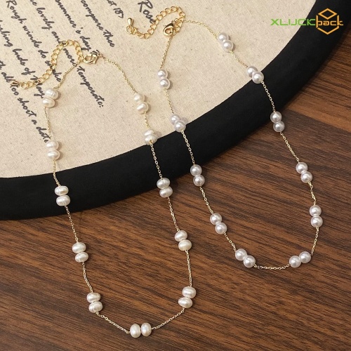 Elegant Natural freshwater pearl 18k Gold Plated necklace