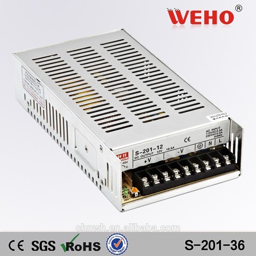 Constant voltage 201W 5v 12v 15v 24v 48v 36V 5.5a S-201 LED driver with CE ROHS